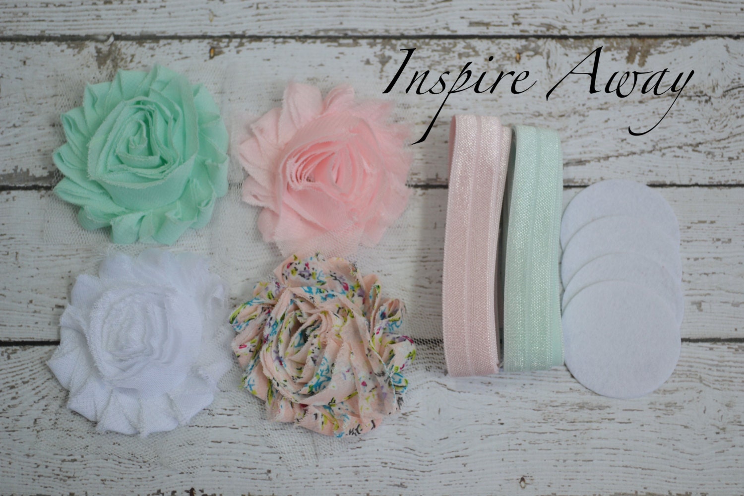 Baby Headband Kit 8 , DIY baby headbands, shabby flowers, foe elastic