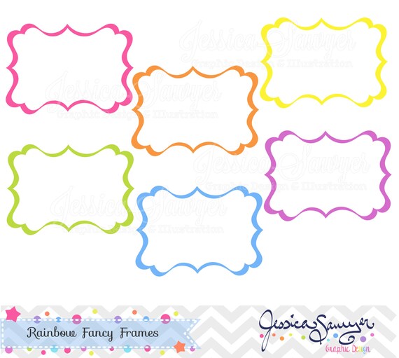 INSTANT DOWNLOAD, rainbow fancy labels, digital frames, for commercial use, personal use Il_570xn