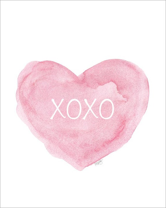 Baby Girl Nursery Wall Art XOXO Pink Nursery Art Watercolor