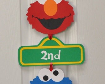 Items similar to Sesame Street Elmo Cookie Monster Birthday Party Door ...