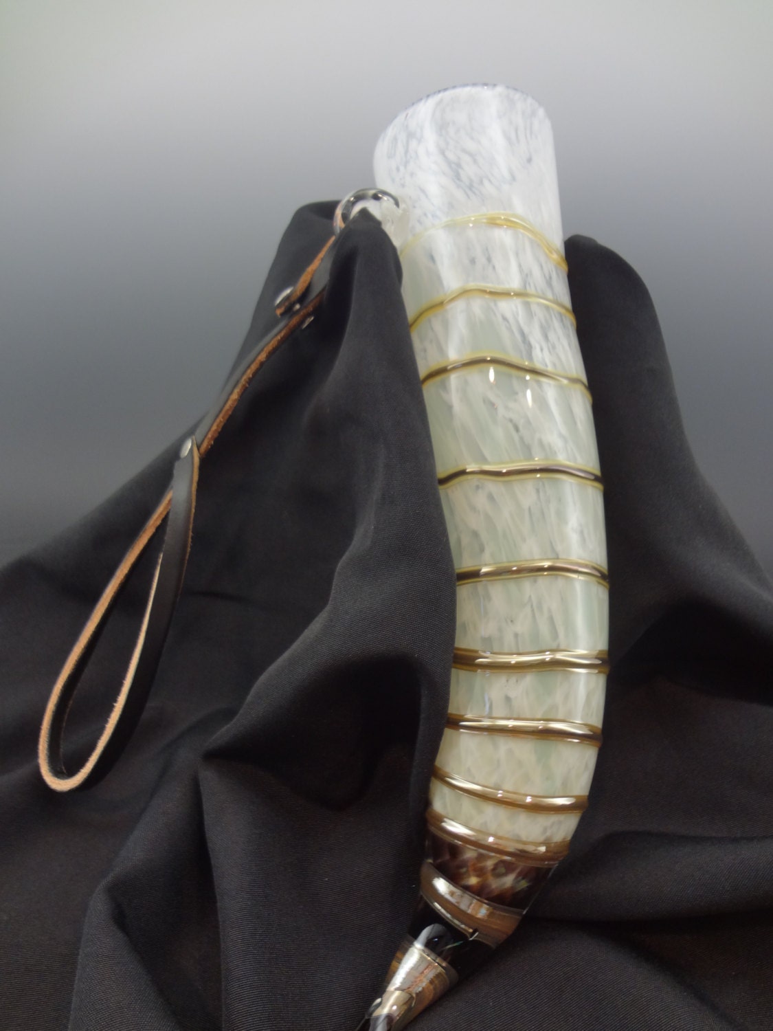 Blown Glass Drinking Horn with Strap
