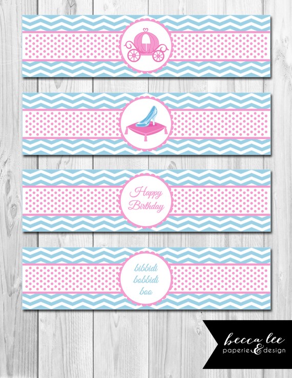 INSTANT DOWNLOAD - Water Bottle Labels - Cinderella Inspired Theme - DIY - Printable Il_570xn