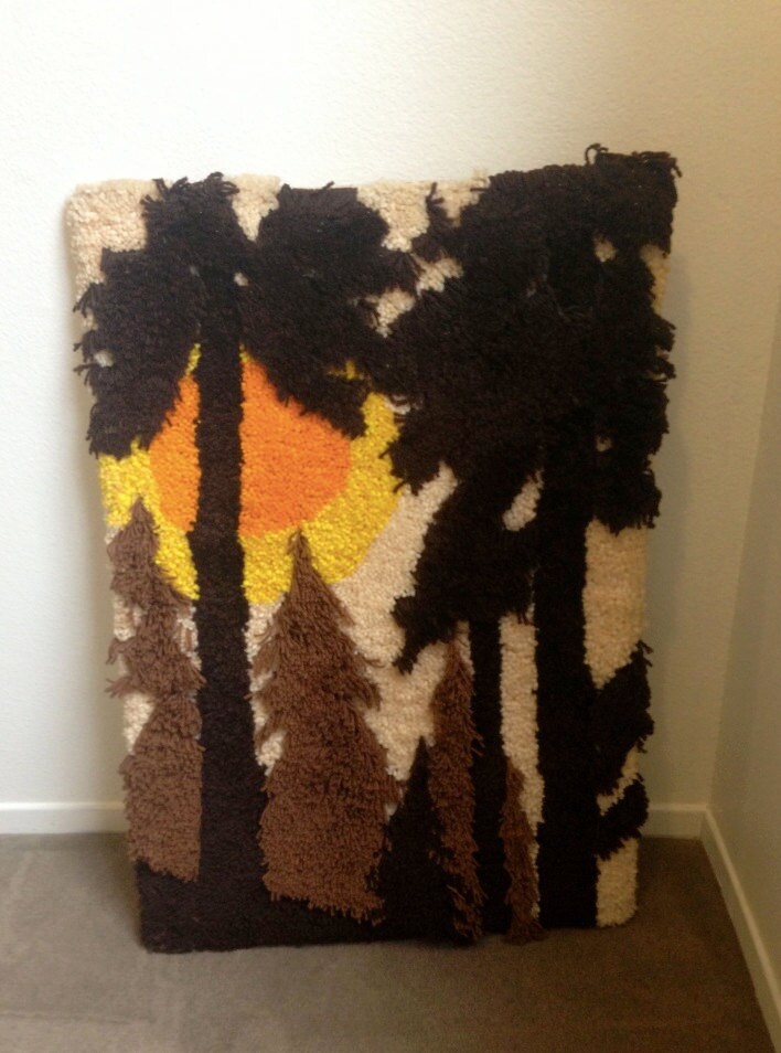 RYA RUG ART Wall Hanging Sunset Tree Forest Landscape