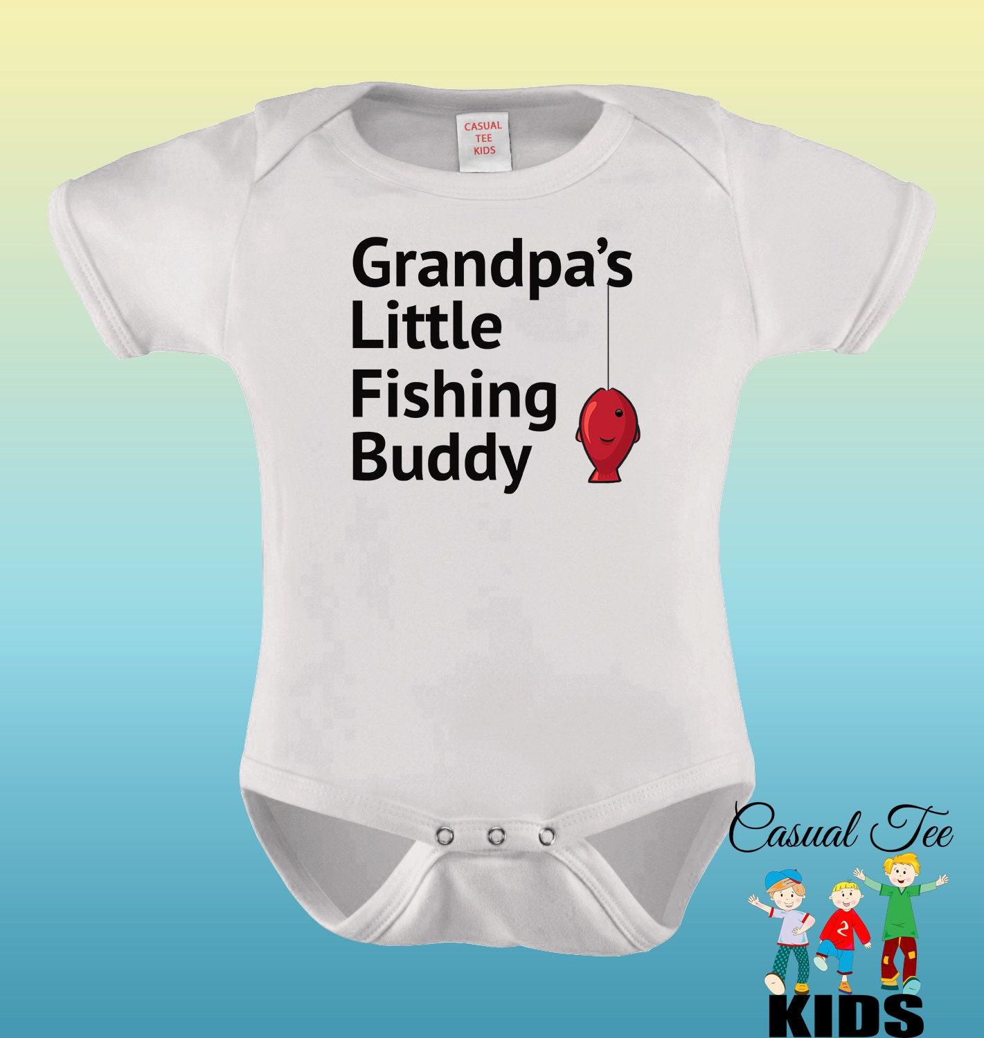 Grandpas Little Fishing Buddy Bodysuit for the by CasualTeeKids