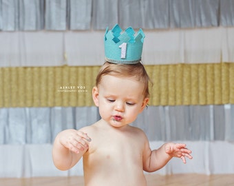 Boy Birthday Crown Headband Large First Birthday Any Age Number