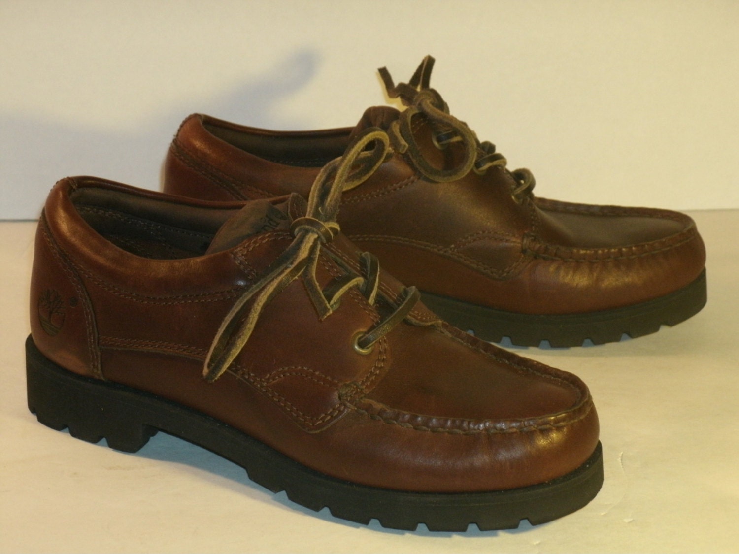 Timberland Oxford Moccasins Brown Leather Shoes 3 Eyelet