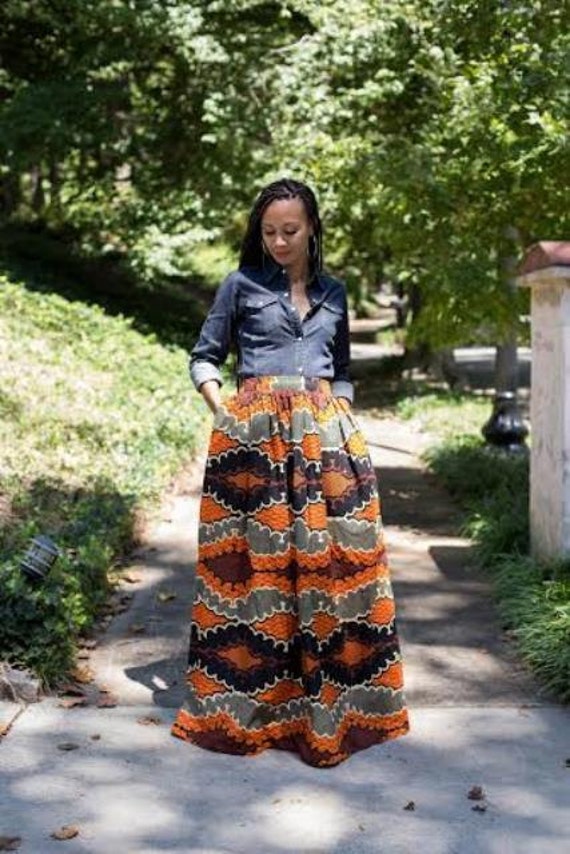 Melange Mode African Print Maxi Skirt