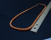 Shell Necklace Bright Orange Oyster Heishi Necklace- Beautiful Graduated and Stabilized Beads