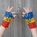 Mittens for meditation, Karma Kagyu ,Tibetan Buddhism bowing meditation, Yoga practice, with Tibetan OM symbol. OOAK