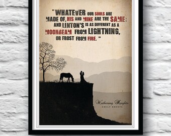 Wuthering Heights, Literature Poster, Quote poster, Wall Decor, Emily Bronte, Minimalist, Quote art