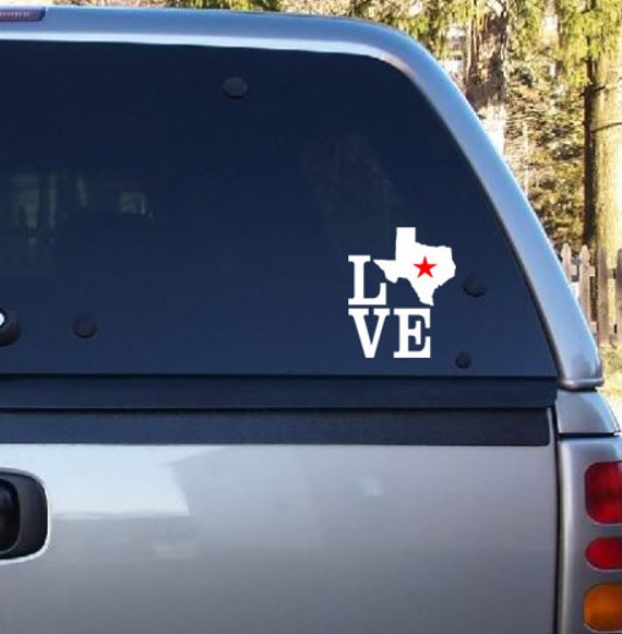 Items similar to Love Texas Vinyl Car Decal Sticker White Vinyl Decal ...