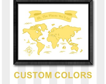dr seuss oh the places you will go world map nursery kid art playroom decor dr seuss nursery wall saying playroom decor motivational nursery