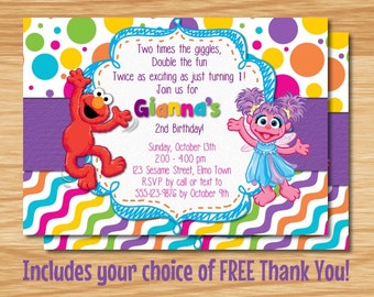 Elmo & Abby Cadabby Birthday Invitation, Elmo Birthday, Abby Birthday, Abby Cadabby Birthday, Elmo Invitation, Abby Invitation