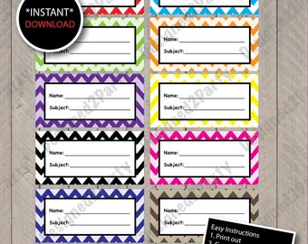 DIY Printable Student Name and Subject Color Coded Labels and Tags ...