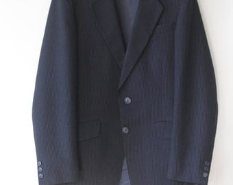 CLEARANCE! /// Navy blue mens suit. pinstripe 60s suit. Dark blue pinstripe suit pants and jacket. Mad Men suit. Wedding suit. 34” waist.
