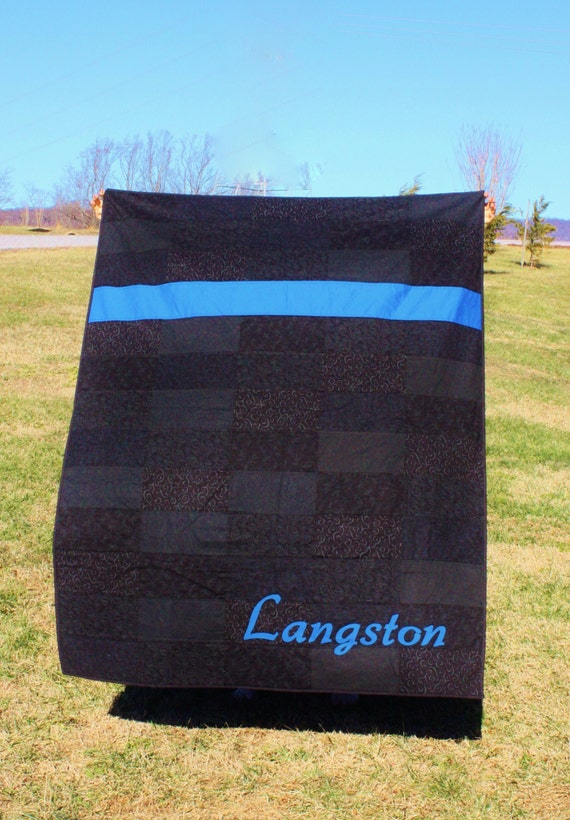 Items similar to Police LEO Thin Blue Line Quilt on Etsy