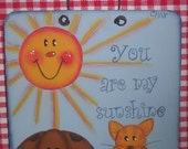 Small Sign, You are my Sunshine, Dog, Cat, Sun, ofg, faap, blue, Gift, Frienship, Happy, DecoArt Acrylics,
