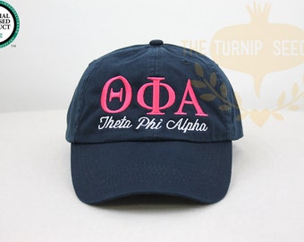 Theta Phi Alpha Sorority Baseball Cap - Custom Color Hat and Embroidery.