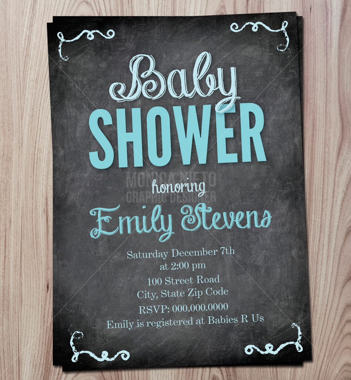 Printable Chalkboard Baby Shower Invitation / Baby Girl or