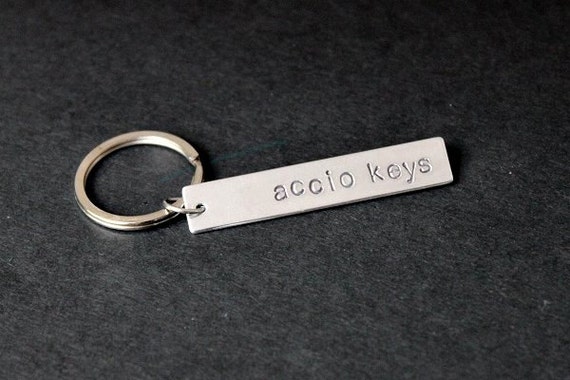 Accio Keys Keychain, Hand Stamped Keychain, Stocking Stuffer, Geeky Keychains, Geeky Keyrings, Geeky Gifts, Gift Under 15