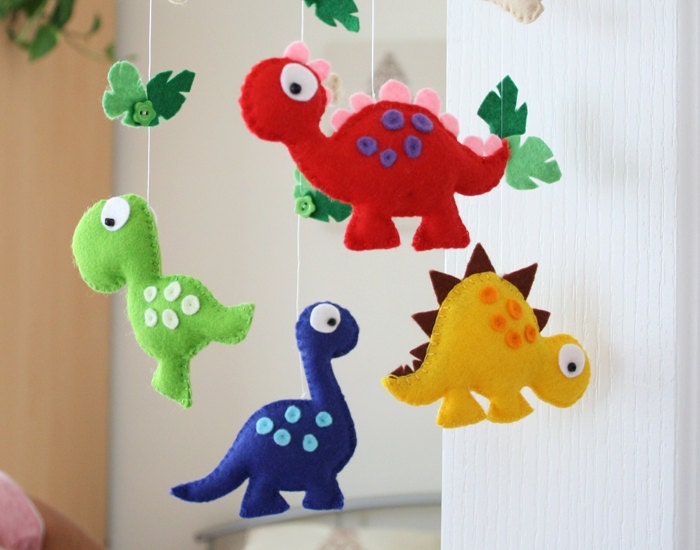 Dinosaur Mobile Felt Dinosaur Mobile Baby Mobile Nursery