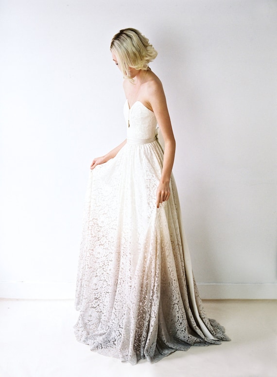 Taylor A Dip  Dyed Lace Wedding  Dress 