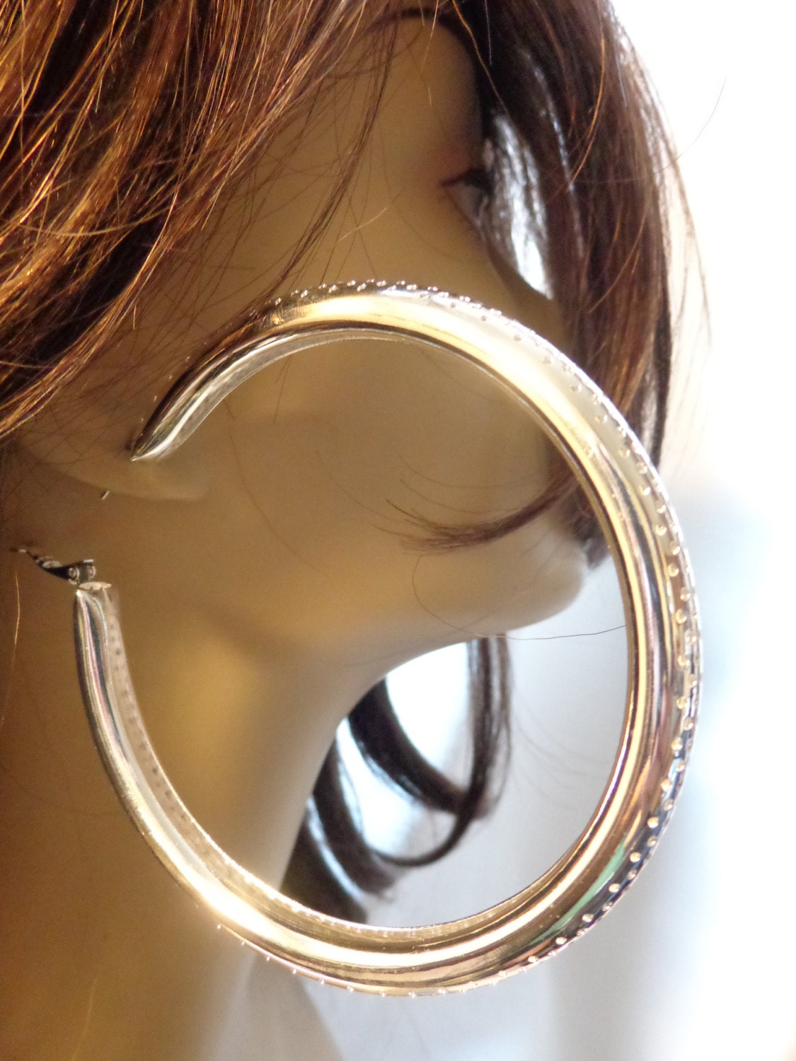 LARGE 3.5 inch Hoop Earrings Tire Tube Dotted Hoop Earrings