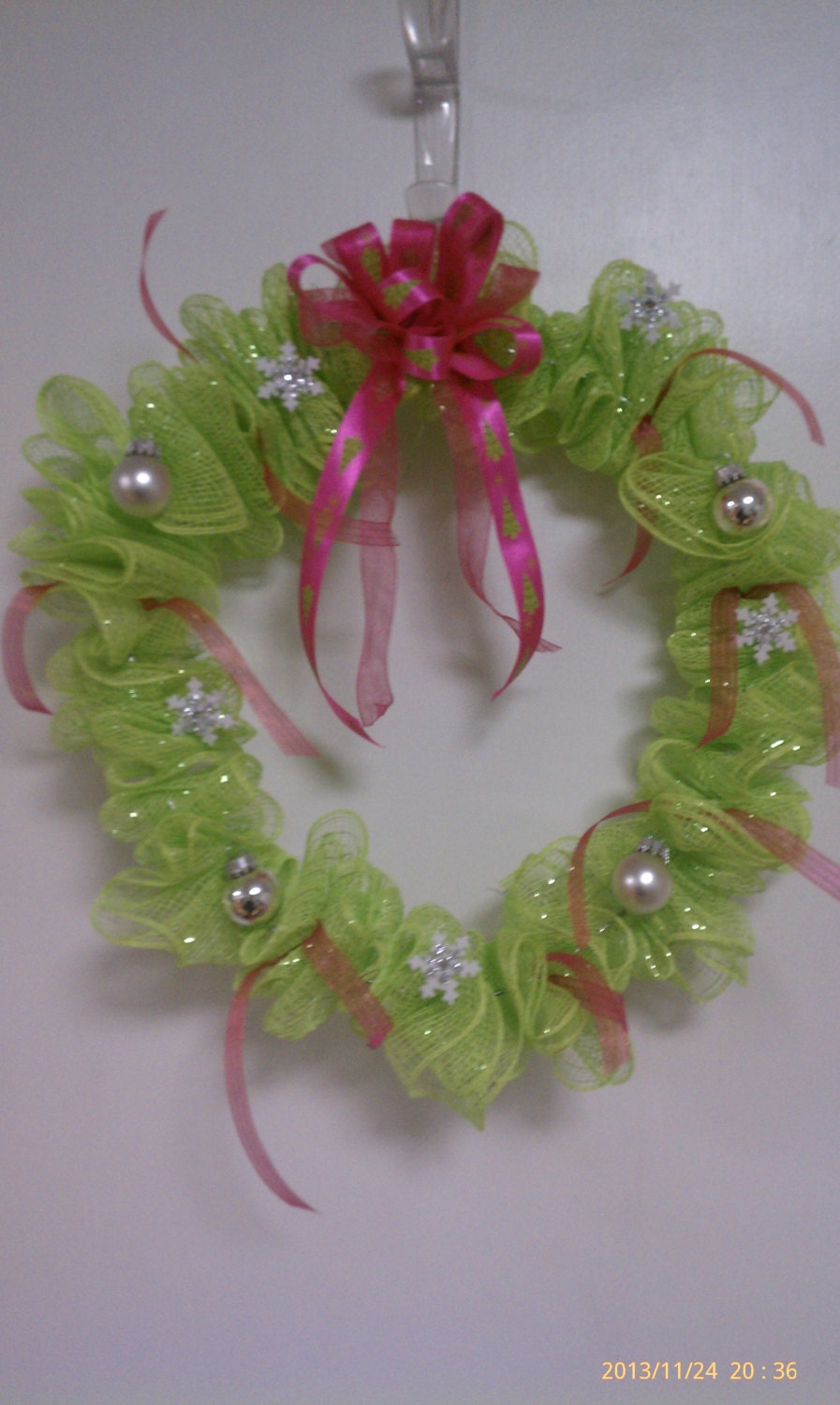 Festive Green Burlap Christmas Wreath