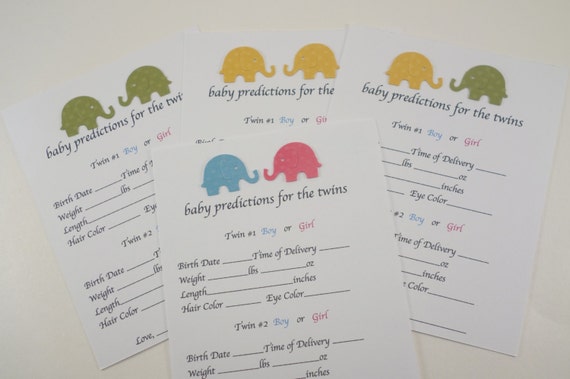 Items similar to TWIN Baby Prediction Cards  Twin Baby Shower  Baby Shower Games  Boy or Girl 