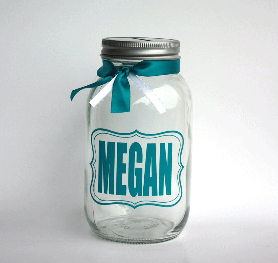 Personalized Bank Glass Mason Jar Bank Large Quart Sized