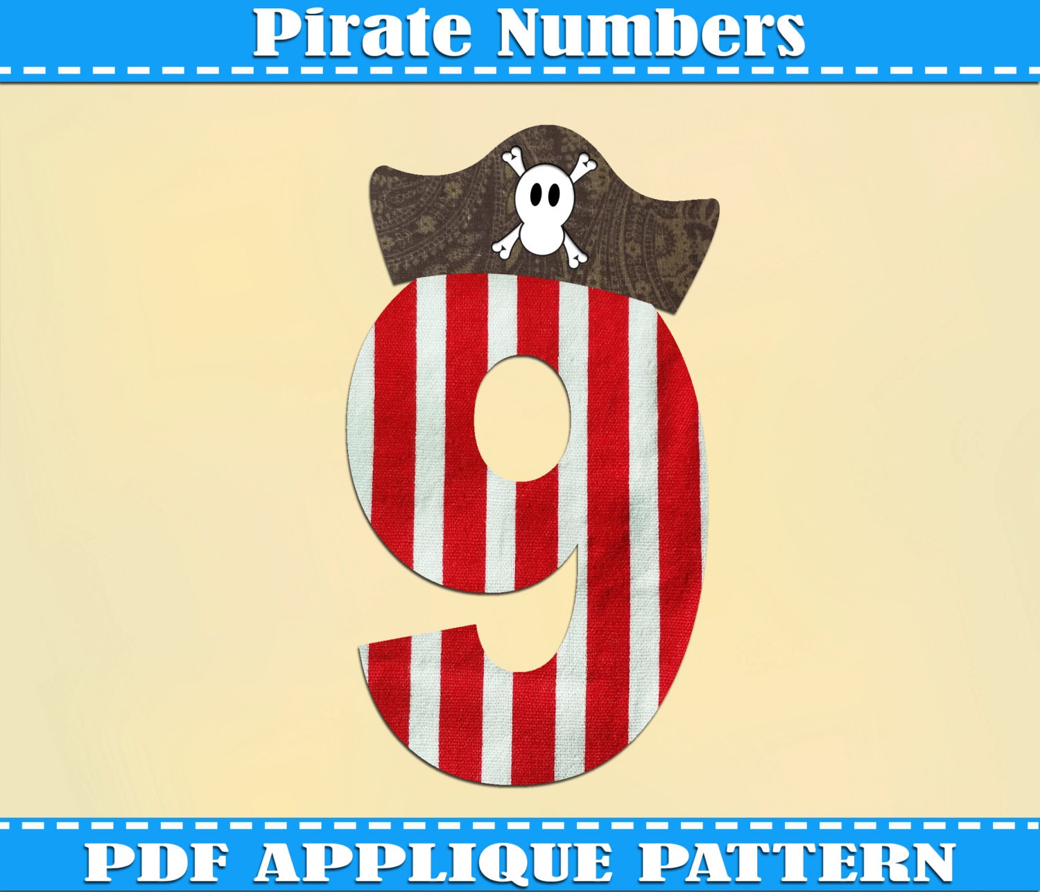 Pirate Numbers Applique Pattern Template PDF by ...