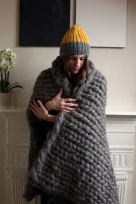 Chunky Knit British Wool Throw