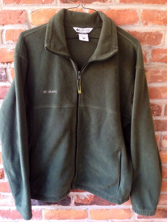 Men's Vintage Columbia Fleece Army Green Zip Up Jacket