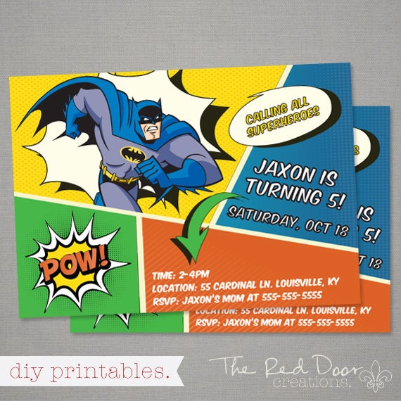 Batman Comic Book Party Invitation Calling All