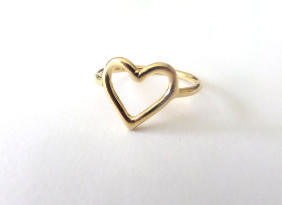 Gold Heart Ring dainty ring delicate gold ring by anatajewelry