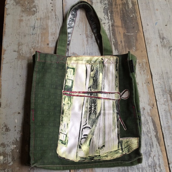 Vintage Green Andy Warhol Money Print Tote Bag // Laptop Bag