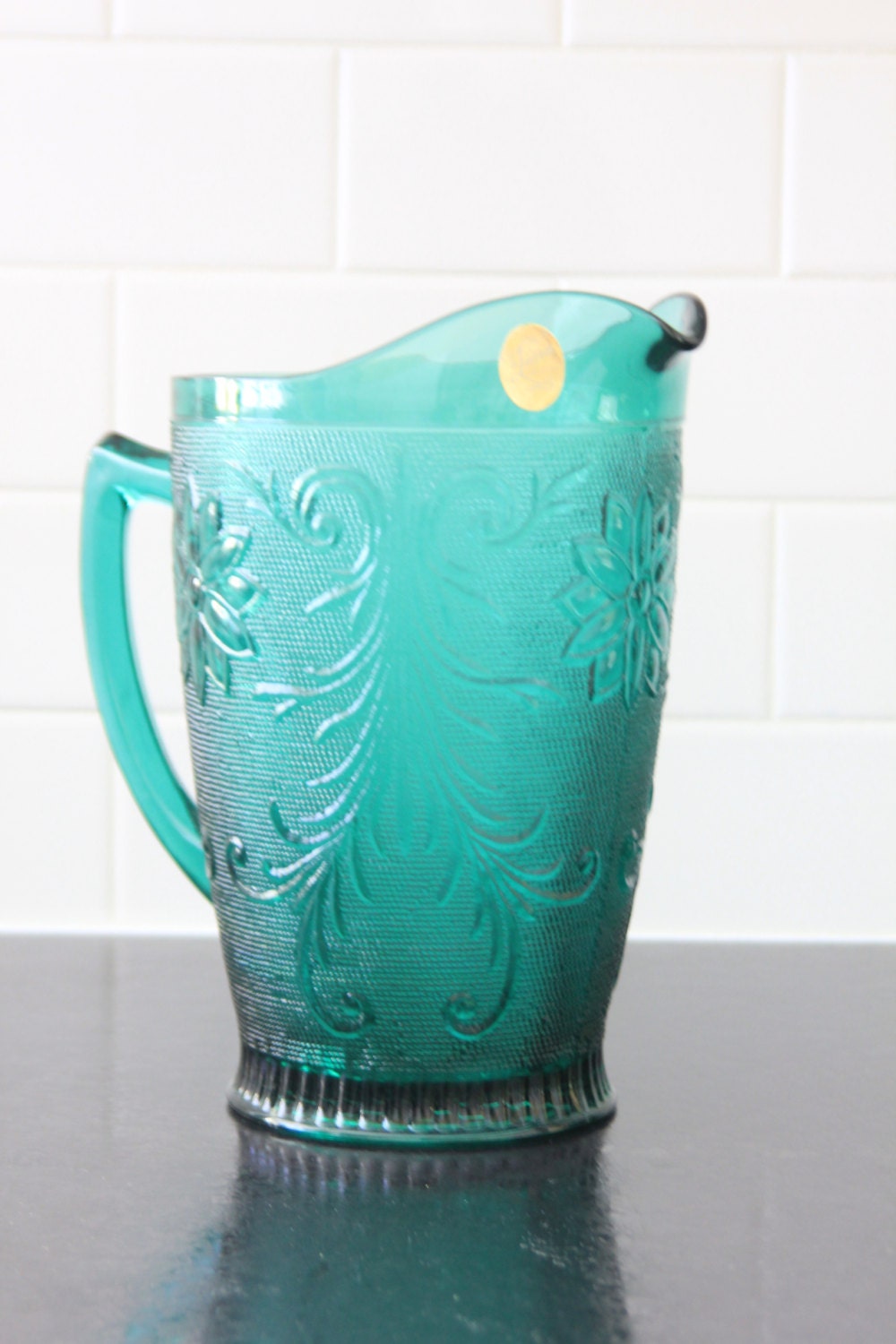 Tiara Glass Pitcher Green Tiara Exclusive Iced Tea Water Pitcher 64 oz