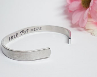 Secret Message Bracelet Cuff - Personalized Bracelet - Custom Cuff - Handstamped Cuff - Girlfriend Gift - Aluminum Cuff-Adjustable Cuff