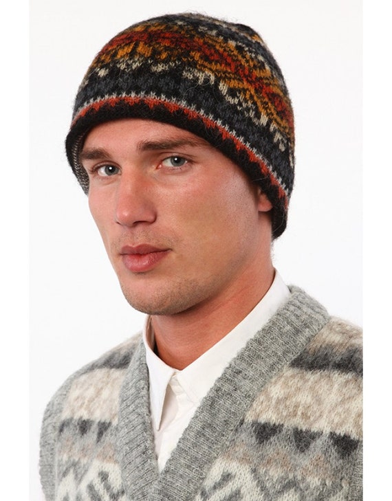 Items similar to Winter Men Warm Icelandic Wool Hat Knit Cap Beanie Ski ...