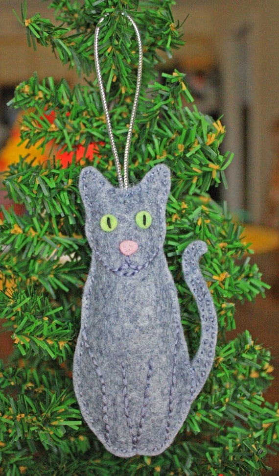 Felt Christmas Ornament Cat Personalized by FeltNostalgic on Etsy
