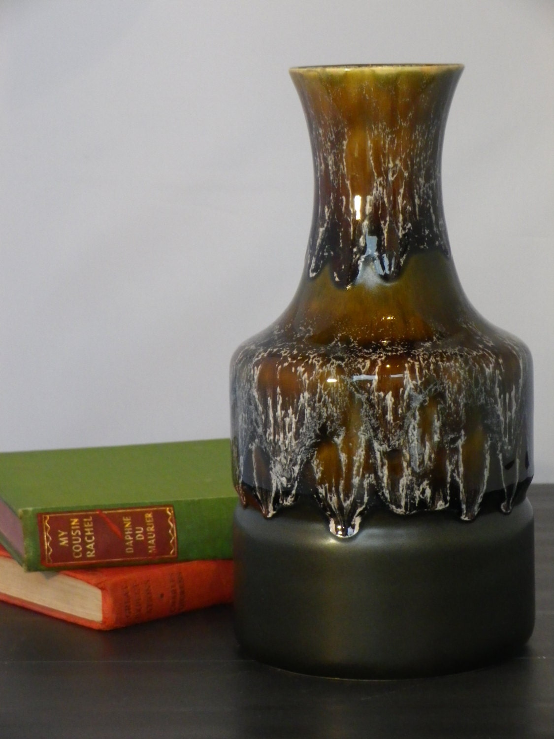 Kingston Pottery Drip Glaze 1970s bottle vase mid century