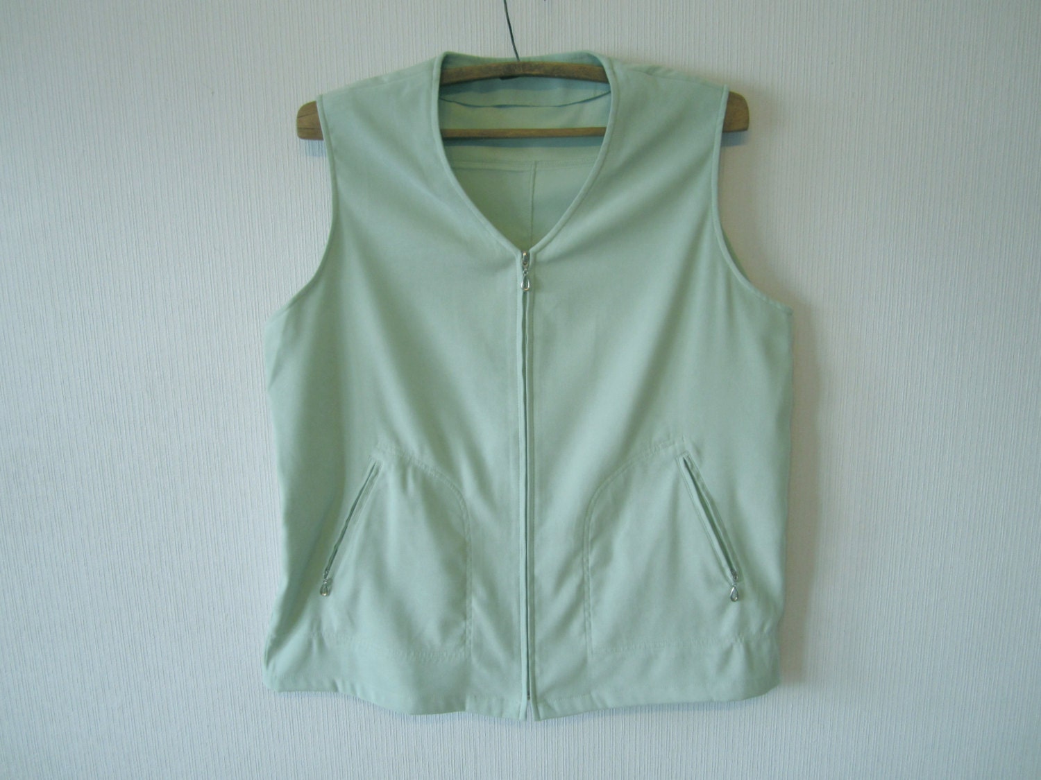 Mint Green Women Vest Country Zipper Comfortable by ThousandVests