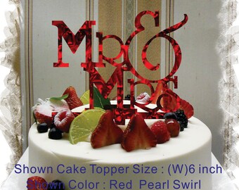 Mr and Mrs Monogram Wedding 5" OR 6" Cake Topper (Custom Made Fancy Acrylic Laser Cut ) Beautiful Pearl Cake Topper