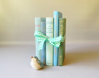 Vintage Set of Blue & Green Books / Instant collection