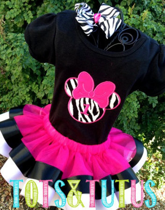 Birthday Zebra Minnie Mouse Tutu Outfit - Minnie Mouse Pink and Zebra ...