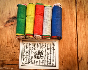A Bundle of Five Tibetan Prayer Flags / Lungta Flag/WindHorse Flag