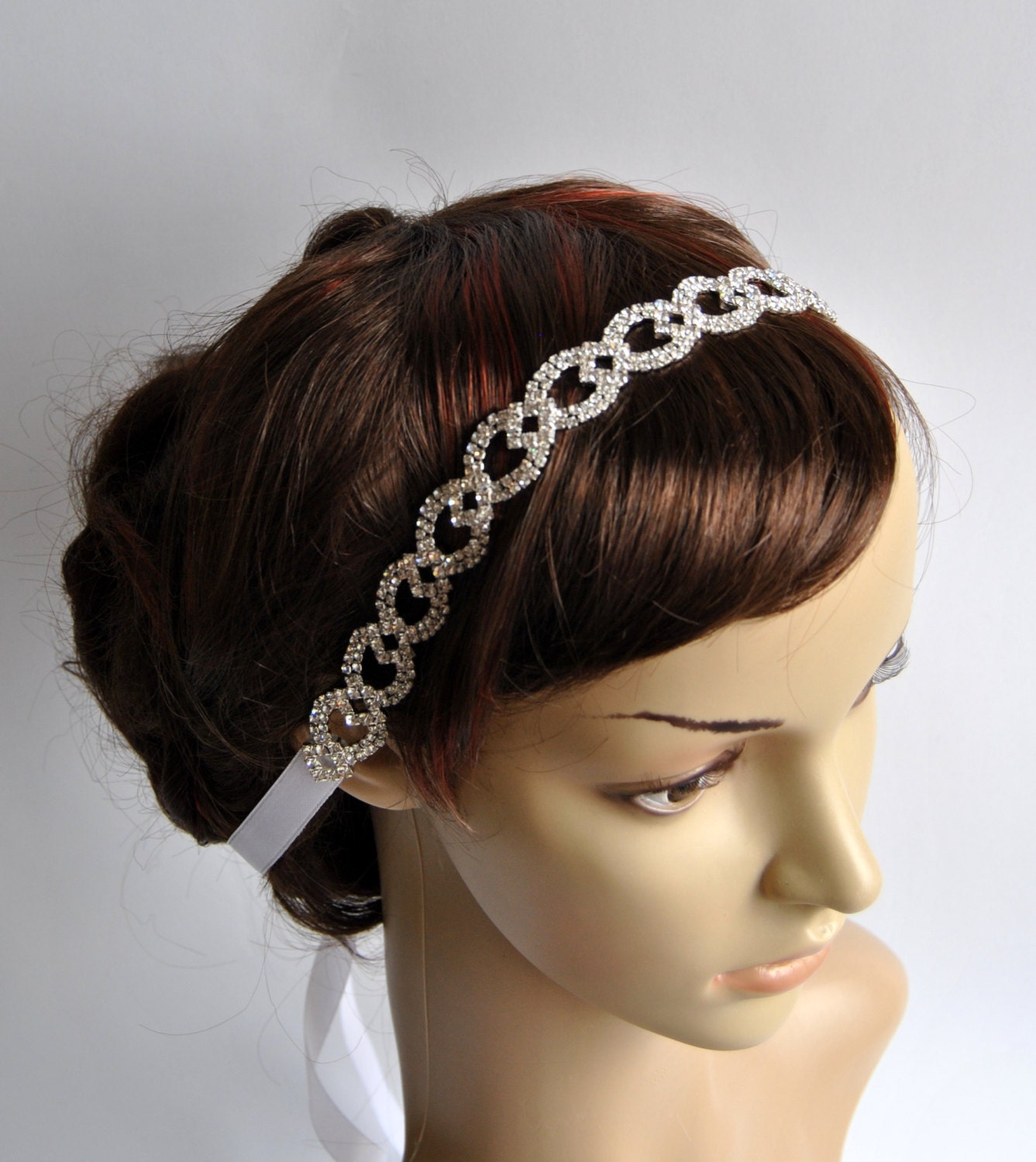Crystal Luxury Rhinestone Tie on Headband headpiece Prom