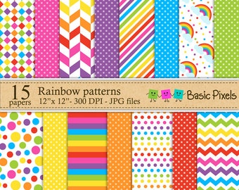 Rainbow digital papers - Patterns - Backgrounds - Personal and commercial use
