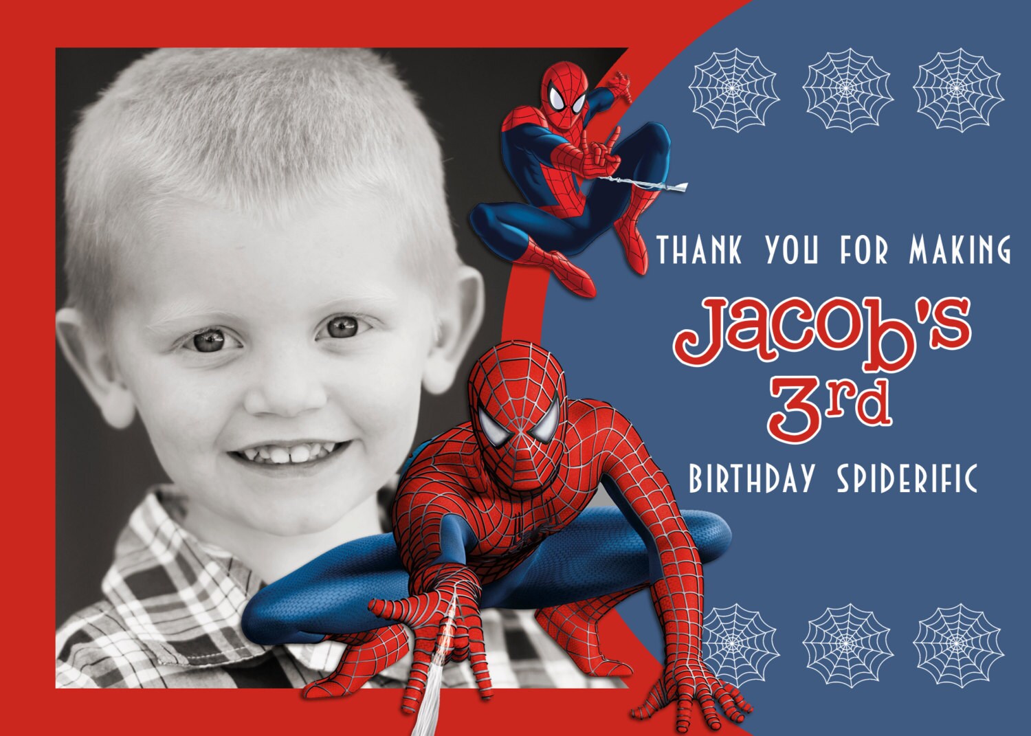 Spiderman Printable Photo Thank You Card by SWAKStudio on Etsy