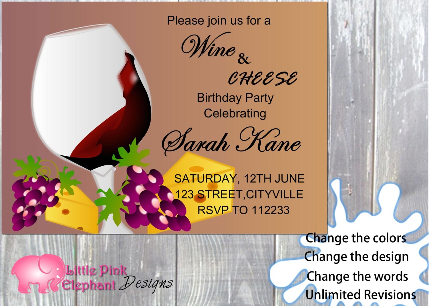 Wine and cheese party invitation printable social